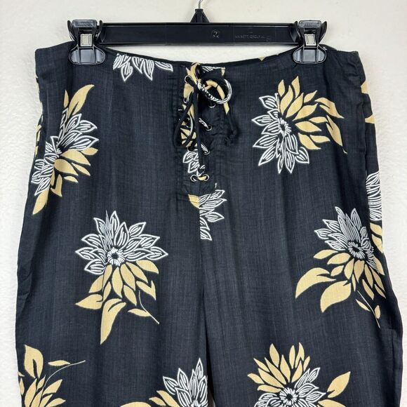NWT Amuse Society Shorebird Pant Lightweight Wide Leg Ankle Pant Floral Black M - Picture 2 of 13